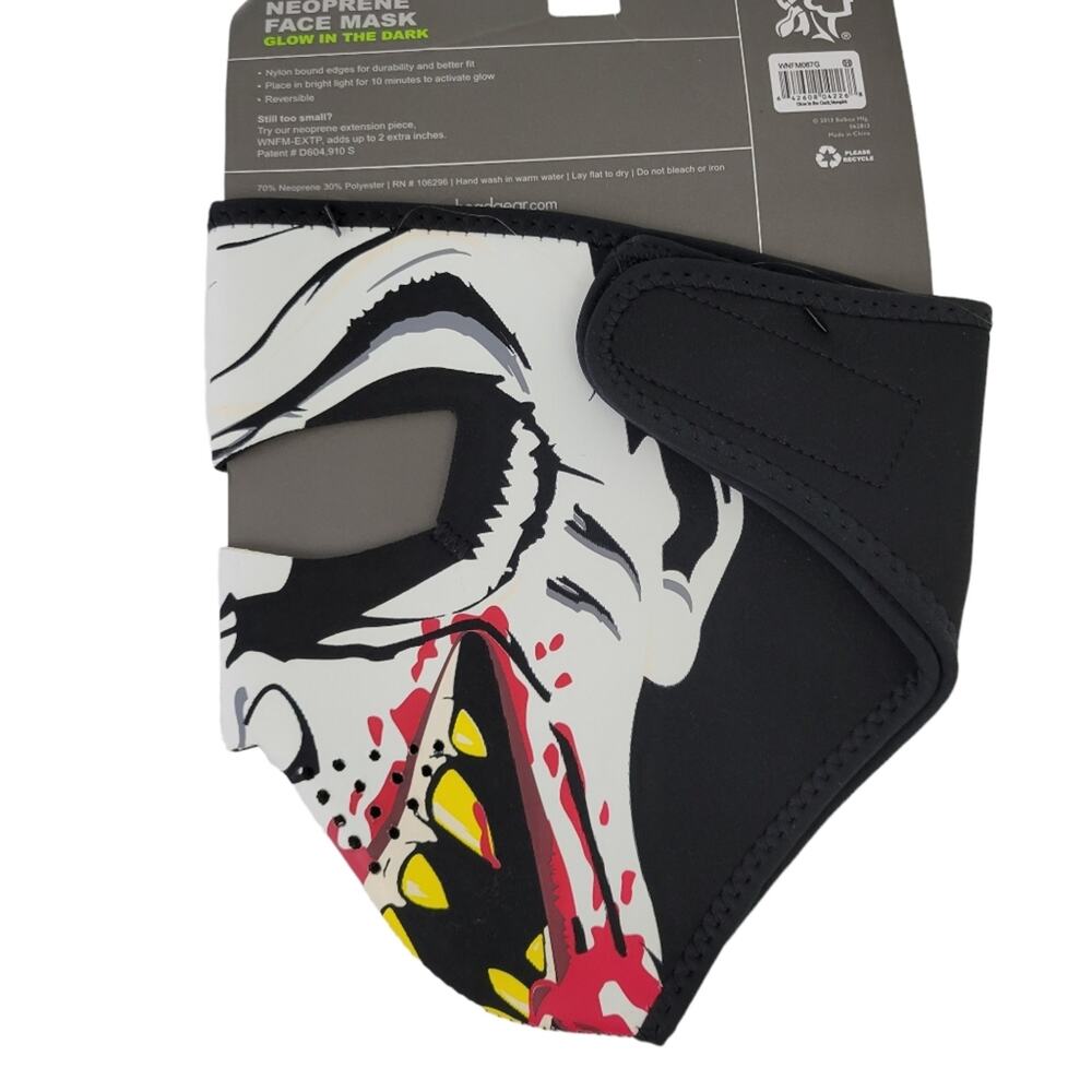 NEW Zan Headgear Full Face Neoprene Vampire Face Mask Glow in the Dark, Biker